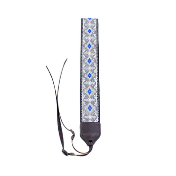 Perri's Leathers Ltd. Jacquard Camera Strap, Silver/Blue Diamond