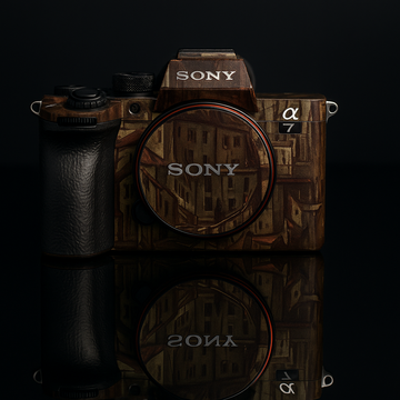 Cubist Cityscape Camera Skin - Vintage Abstract Art Wrap for Most Models