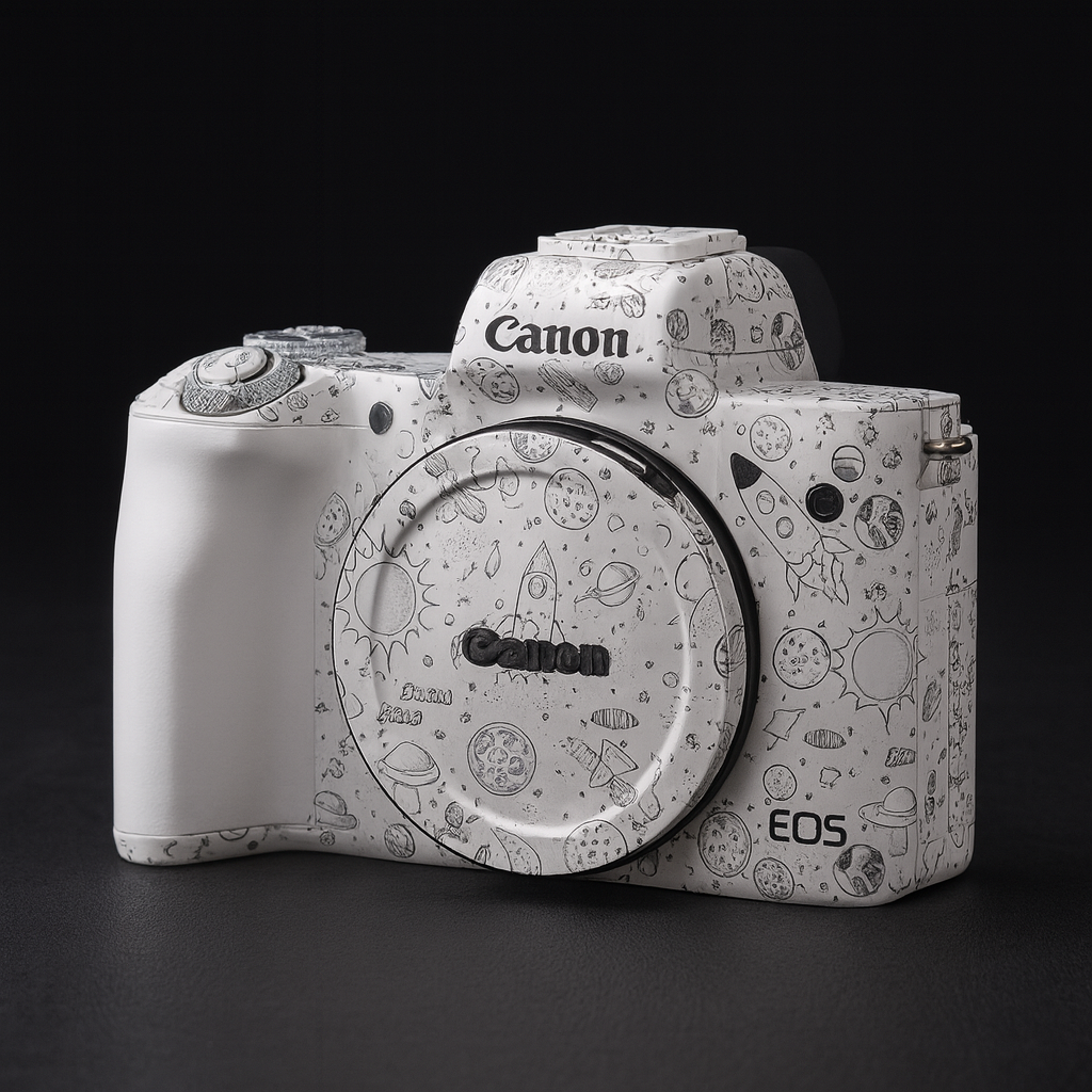 Cartoon Space White Camera Skin – Fits Most Camera Models